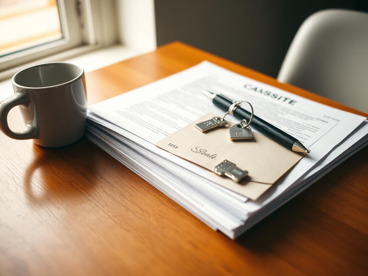 Closing documents and keys on the table at a local Oklahoma title company